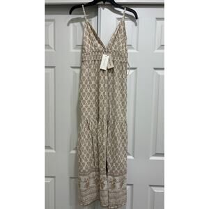 Sim & Sam Maxi Babydoll Dress Linen Blend Size Small Boho Cottacecore New NWT
